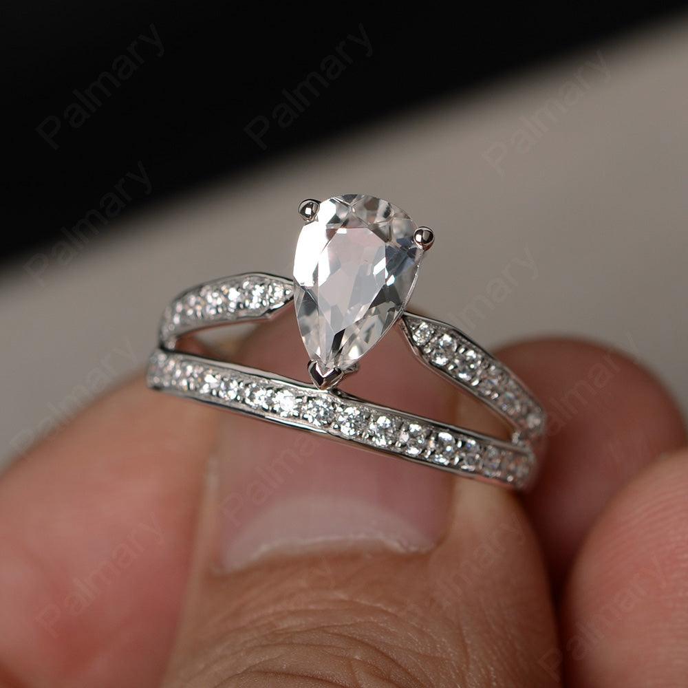 Pear Shaped White Topaz Engagement Rings – Palmary