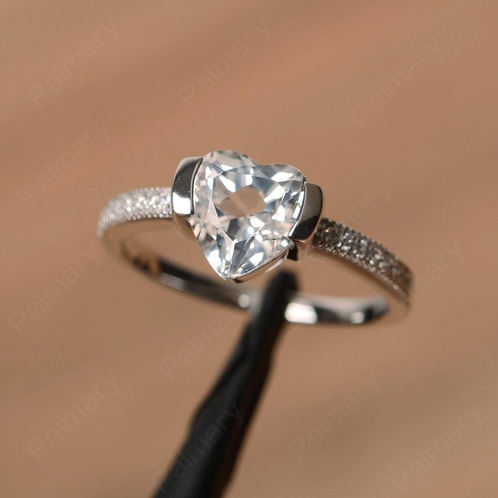 Heart Shaped White Topaz Engagement Rings - Palmary