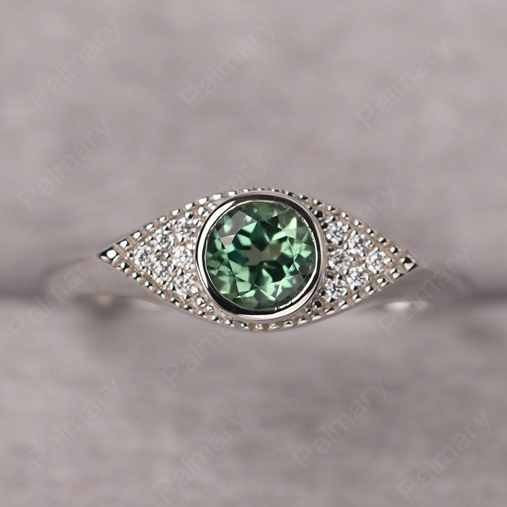 Bezel Setting Green Sapphire Eye Ring - Palmary