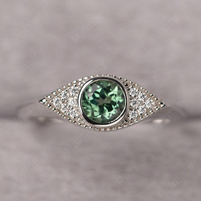 Bezel Setting Green Sapphire Eye Ring - Palmary