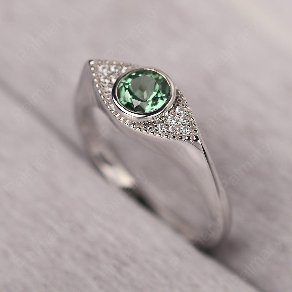 Bezel Setting Green Sapphire Eye Ring - Palmary