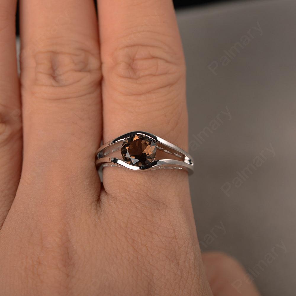 Half Bezel Setting Smoky Quartz  Rings - Palmary