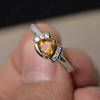 Trillion Cut Citrine Alternative Engagement Rings - Palmary