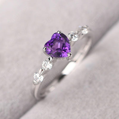 Heart Shaped Amethyst Wedding Ring - Palmary