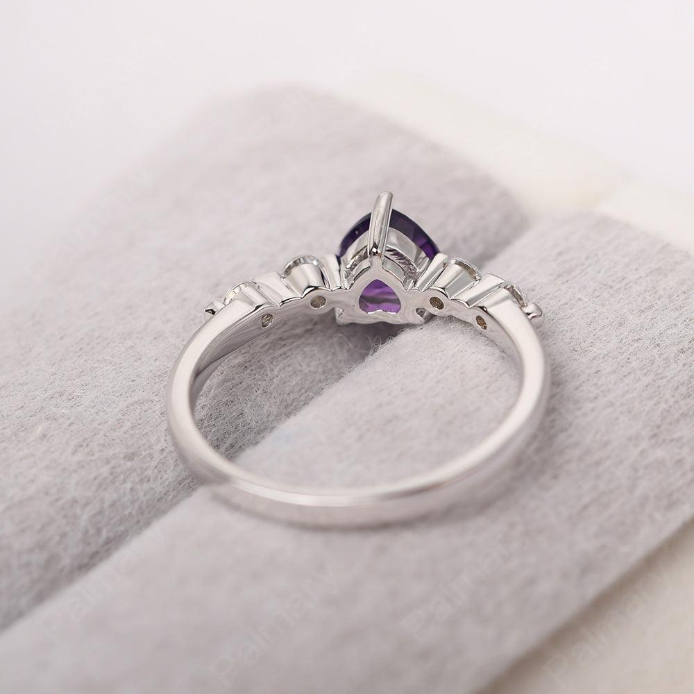 Heart Shaped Amethyst Wedding Ring - Palmary