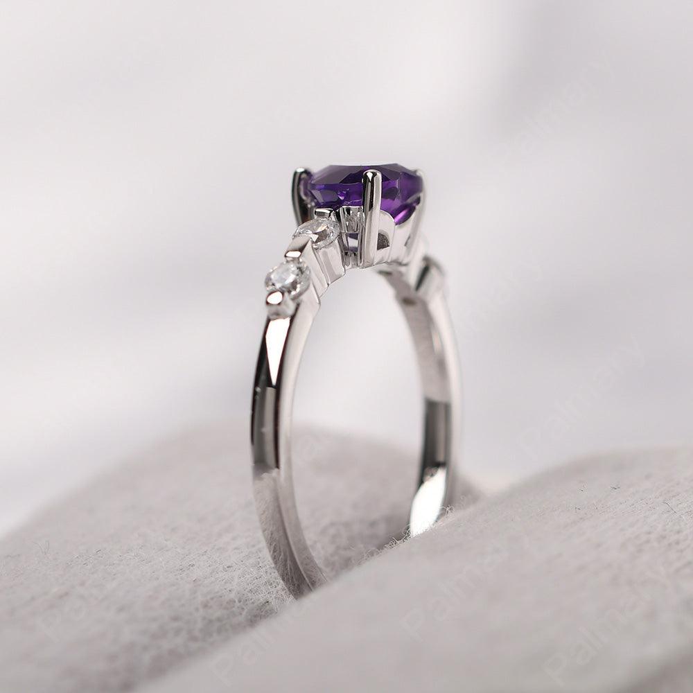 Heart Shaped Amethyst Wedding Ring - Palmary