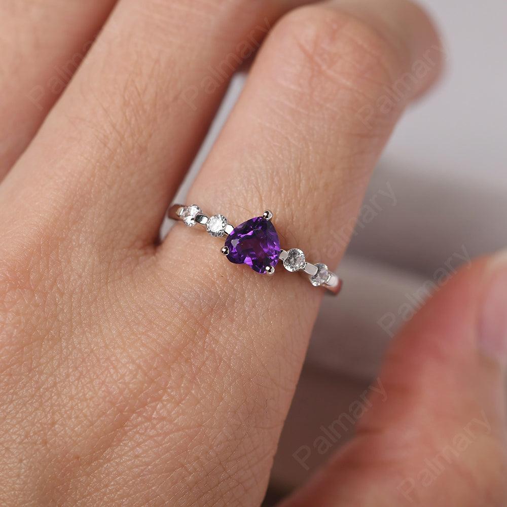 Heart Shaped Amethyst Wedding Ring - Palmary