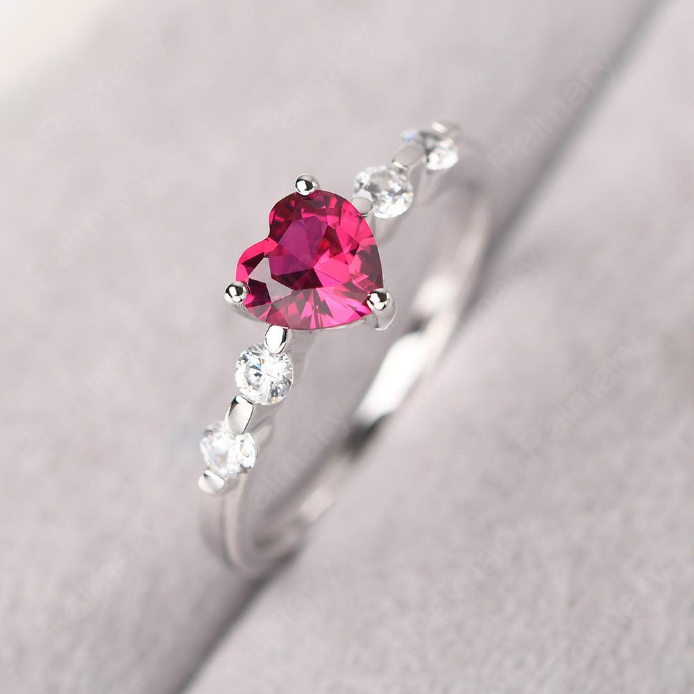 Heart Shaped Ruby Wedding Ring - Palmary