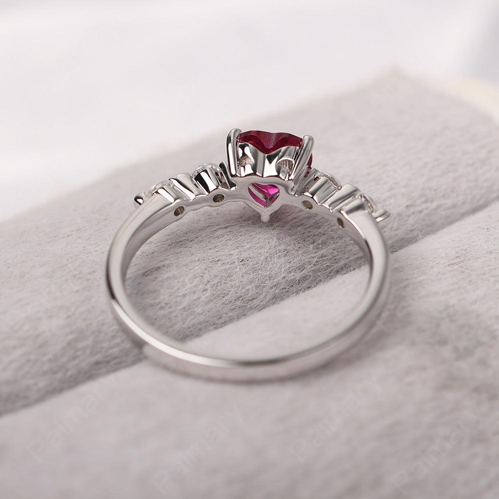 Heart Shaped Ruby Wedding Ring - Palmary