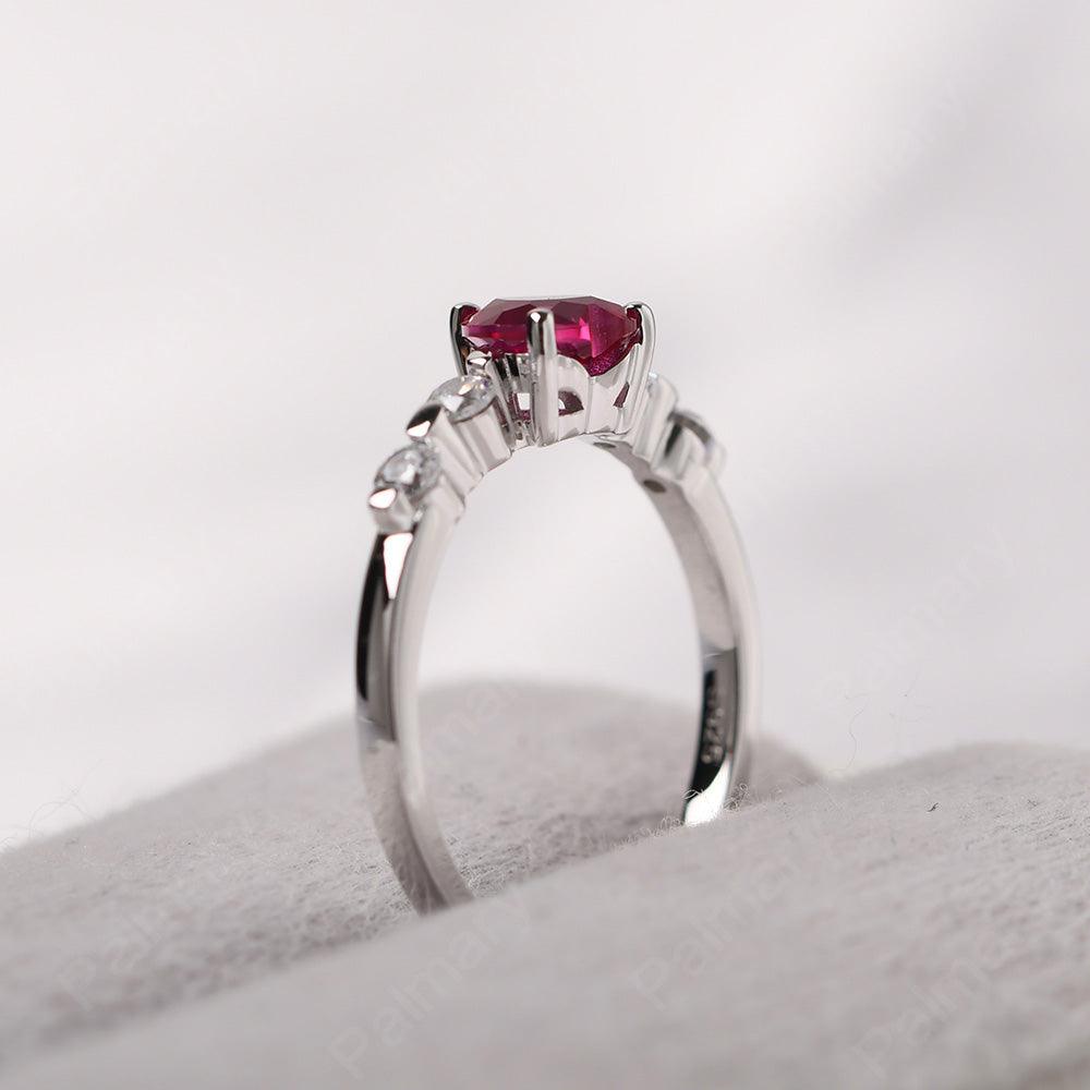 Heart Shaped Ruby Wedding Ring - Palmary