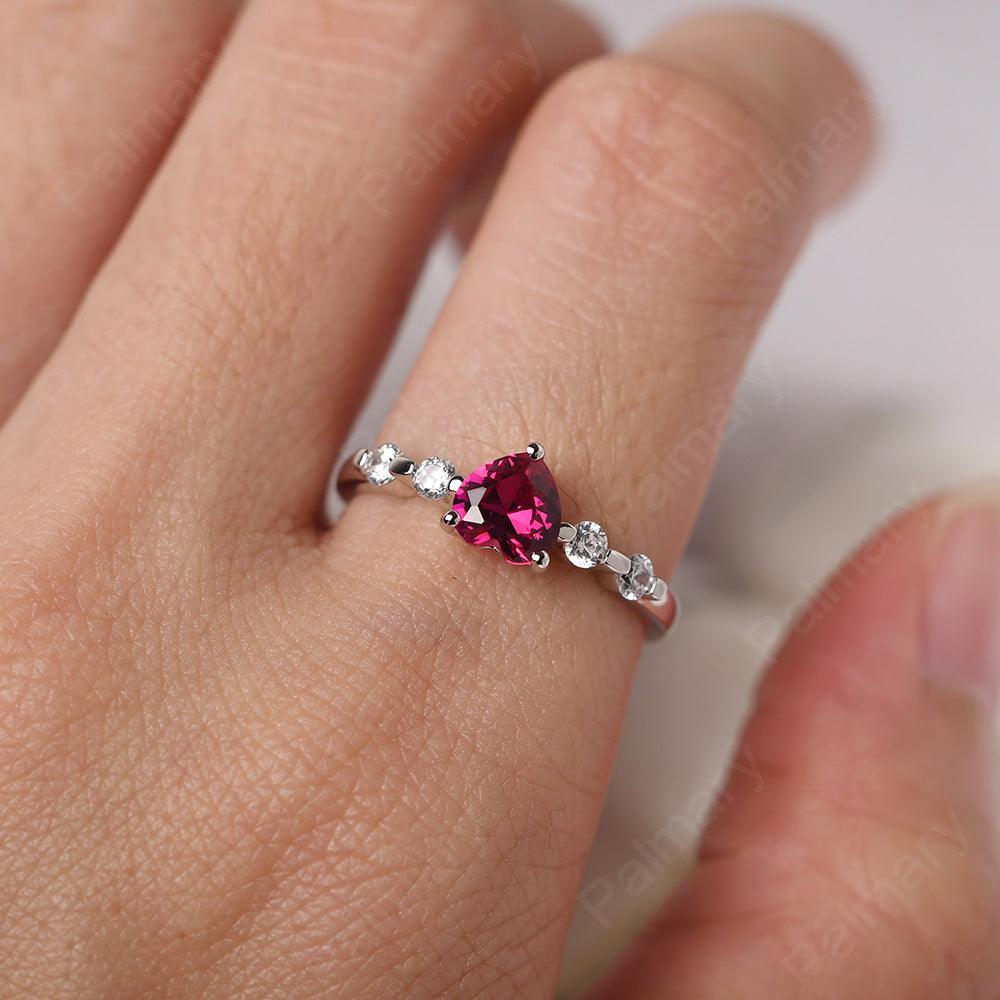 Heart Shaped Ruby Wedding Ring - Palmary