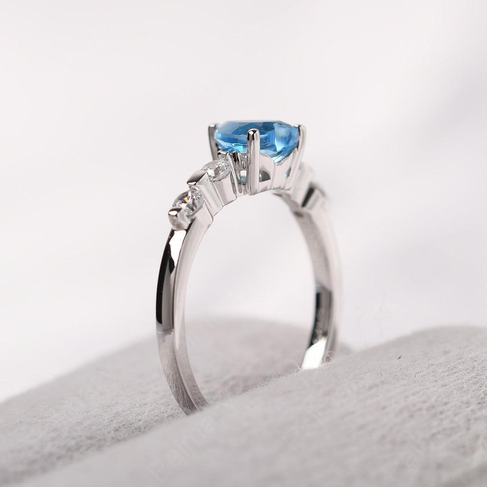 Heart Shaped Swiss Blue Topaz Wedding Ring - Palmary