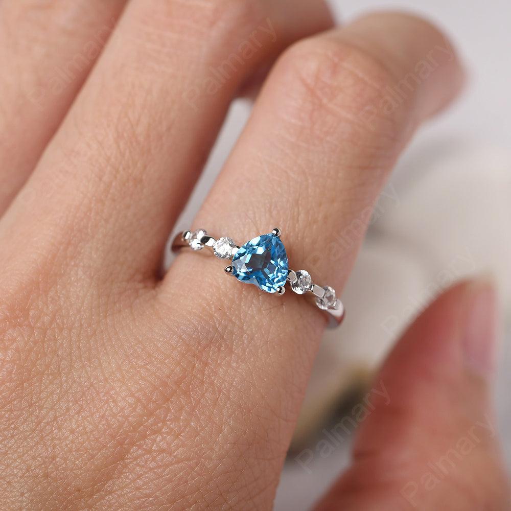 Heart Shaped Swiss Blue Topaz Wedding Ring - Palmary