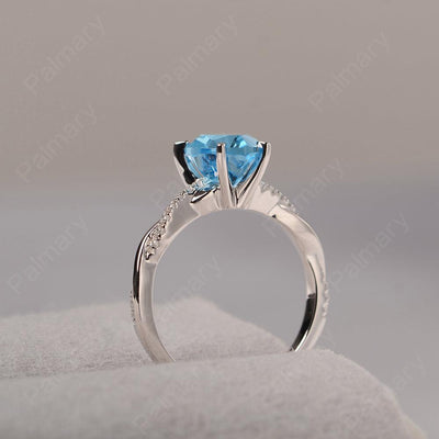 Twist Band Heart Shaped Swiss Blue Topaz Ring - Palmary