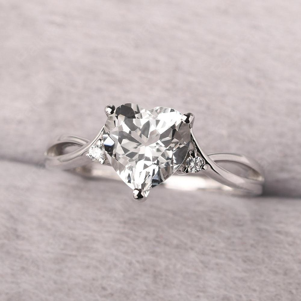 Heart Shaped White Topaz Promise Ring - Palmary