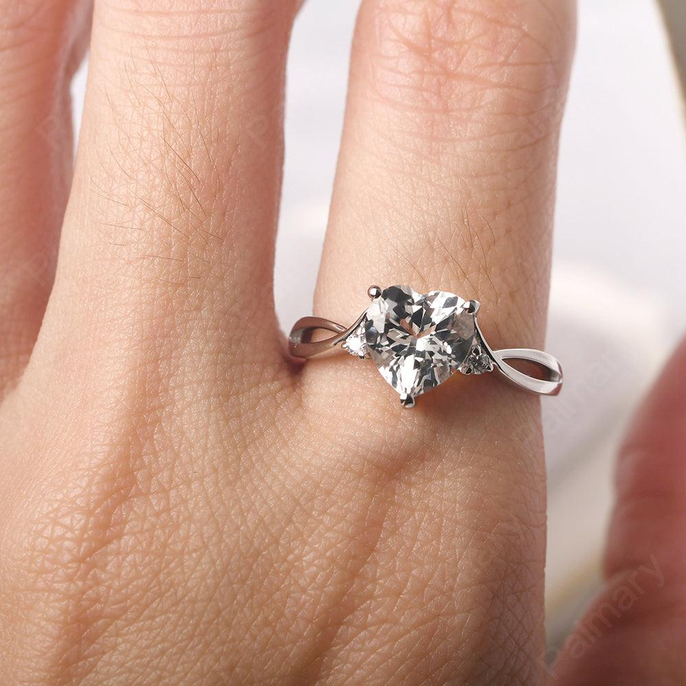 Heart Shaped White Topaz Promise Ring - Palmary