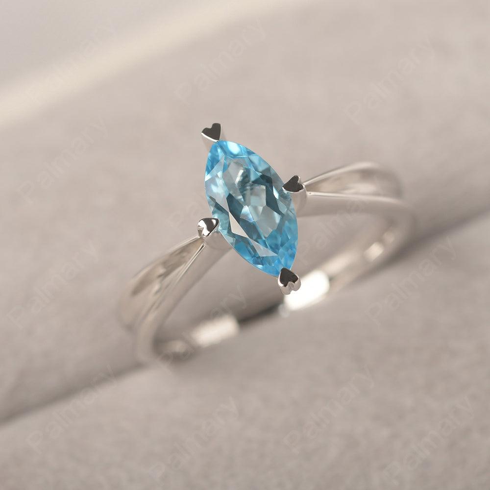 Marquise Cut Swiss Blue Topaz Solitaire Rings - Palmary