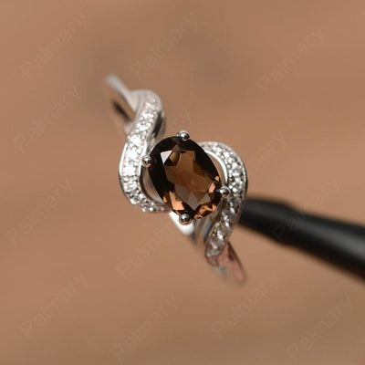 Oval Smoky Quartz  Promise Rings - Palmary