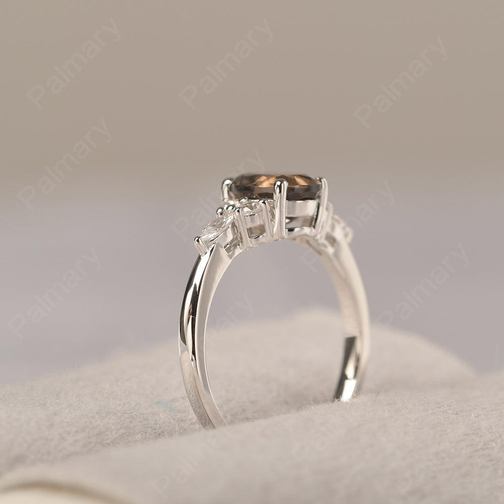 Oval Cut Smoky Quartz  Promise Ring Sterling Silver - Palmary