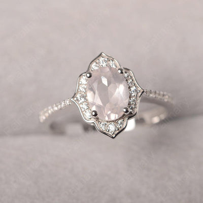 Oval Cut Petal Rose Quartz Engagement Ring - Palmary