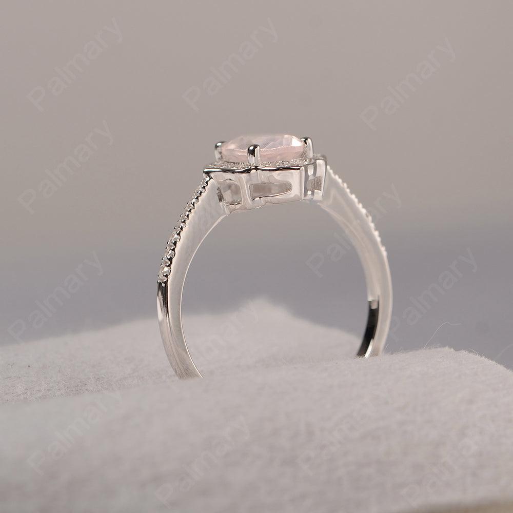 Oval Cut Petal Rose Quartz Engagement Ring - Palmary