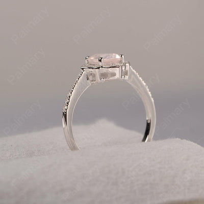 Oval Cut Petal Rose Quartz Engagement Ring - Palmary