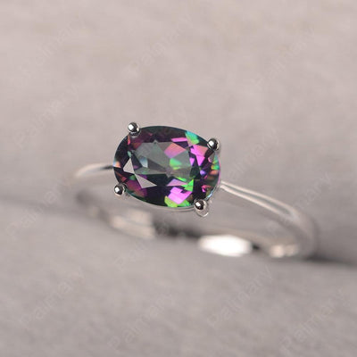 East West Oval Cut Mystic Topaz Solitaire Ring - Palmary