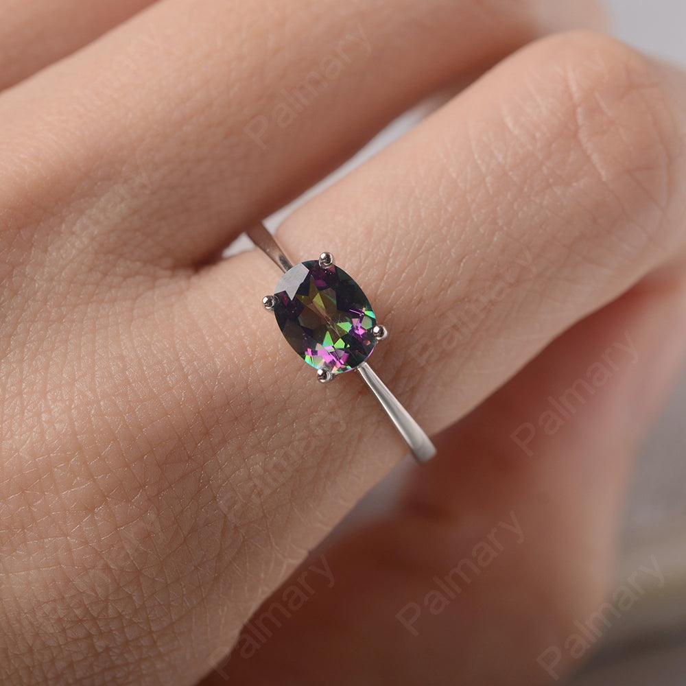 East West Oval Cut Mystic Topaz Solitaire Ring - Palmary