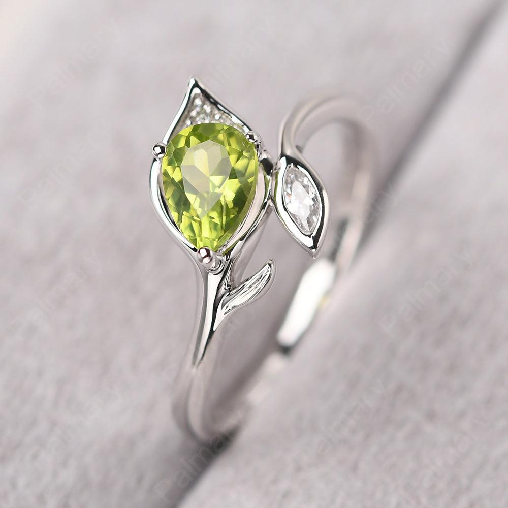 Pear Shaped Peridot Wedding Rings - Palmary