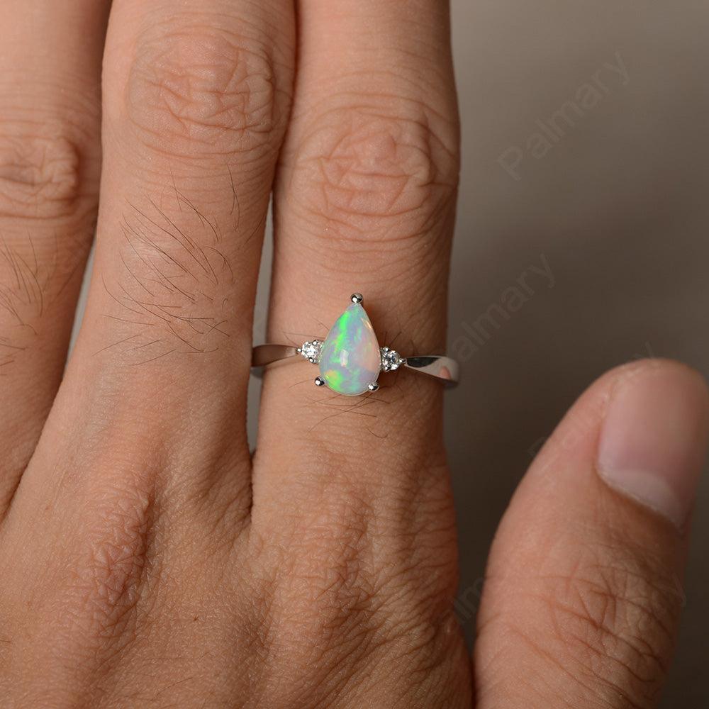 Pear Shaped Opal Promise Rings - Palmary