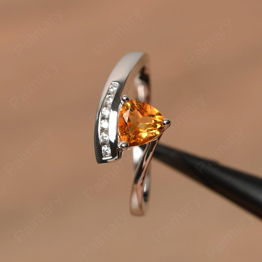 Trillion Cut Citrine Engagement Rings - Palmary