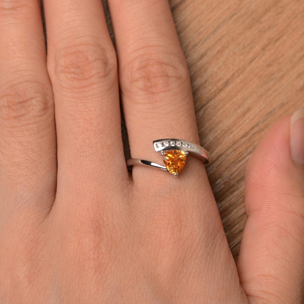 Trillion Cut Citrine Engagement Rings - Palmary