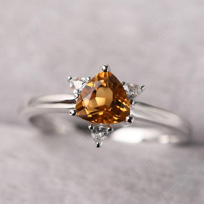 Trillion Cut Citrine Wedding Ring - Palmary