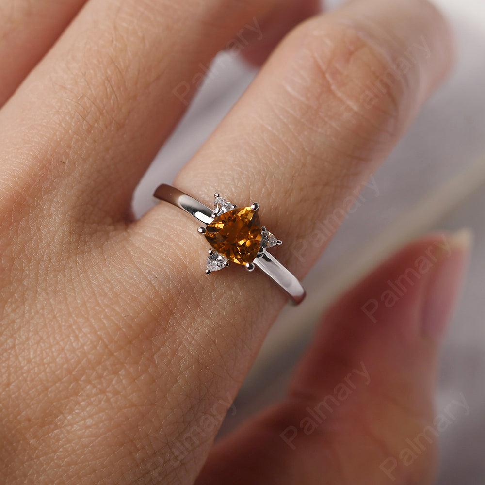 Trillion Cut Citrine Wedding Ring - Palmary