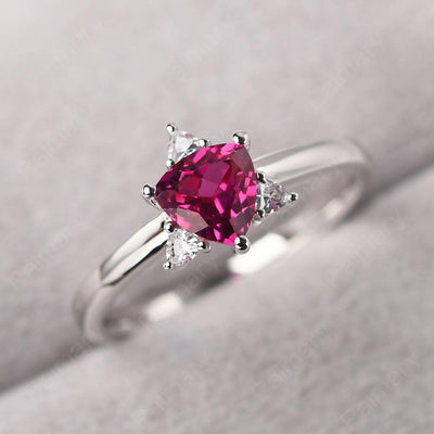 Trillion Cut Ruby Wedding Ring - Palmary